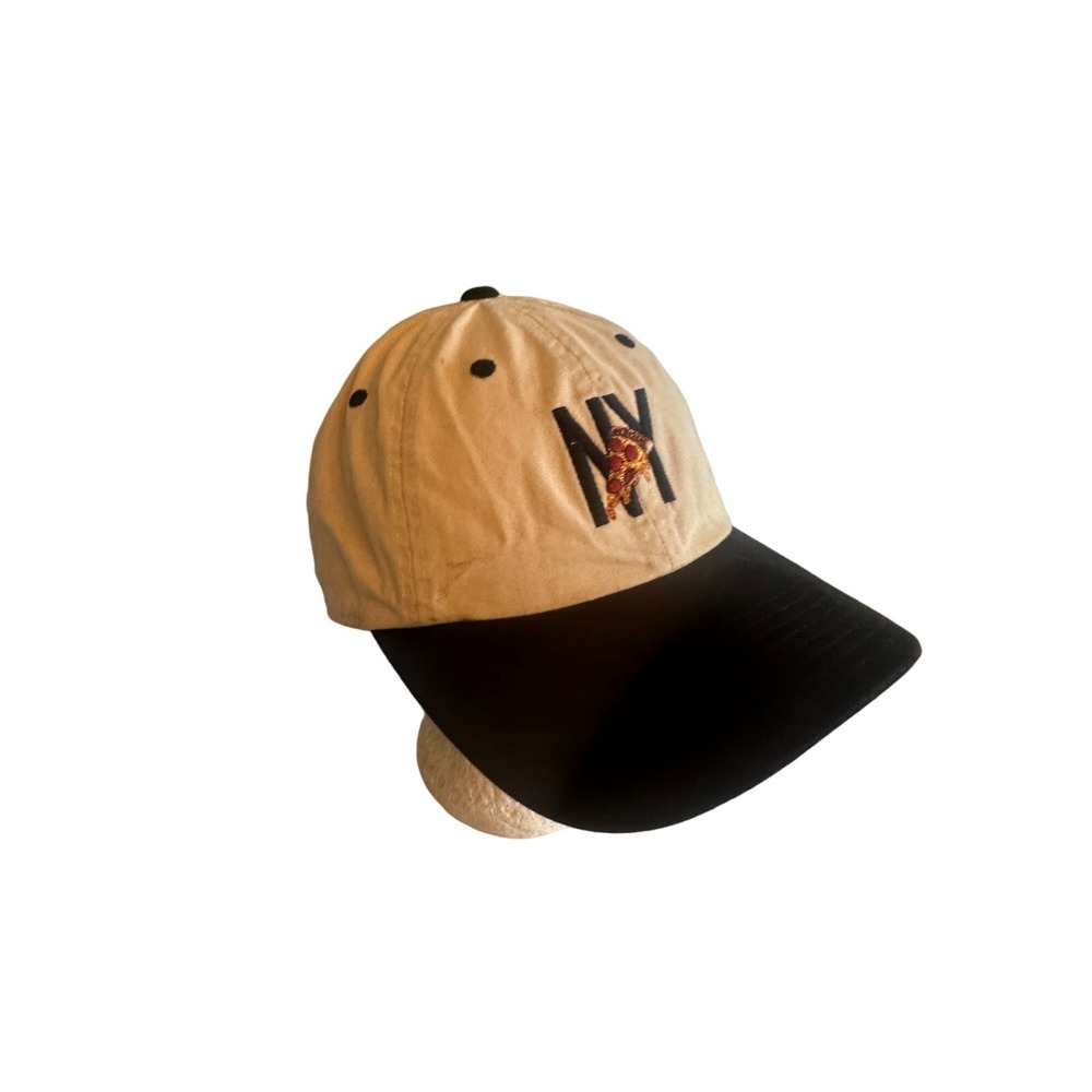New York Pizza Slice Souvenir Hat Cap‎ Cream Black Adjustable